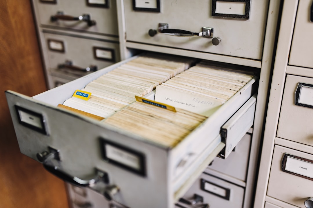 Office filing cabinet with organized documents