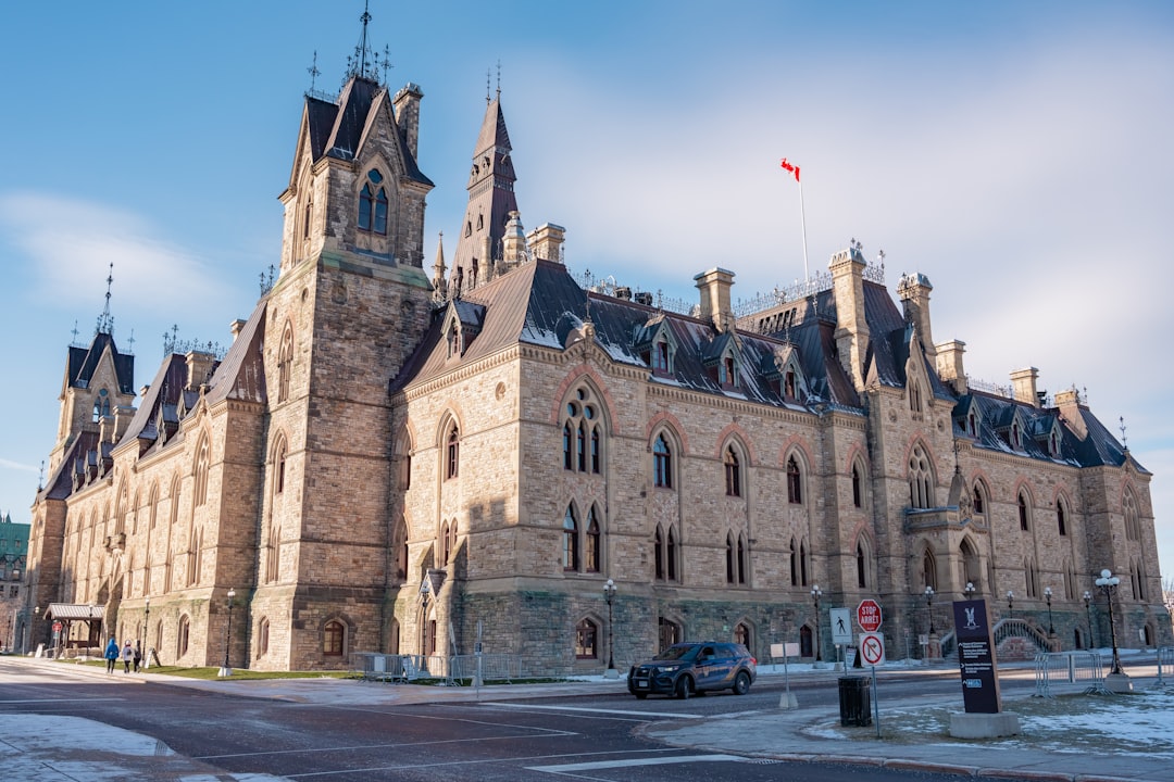 The Canadian Parliament building on Parliament Hill in Ottawa under a clear sky